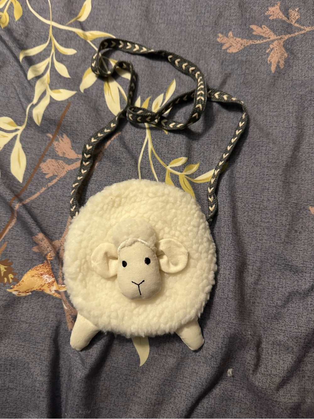 Cream Sheep Plush Crossbody Bag for Kids